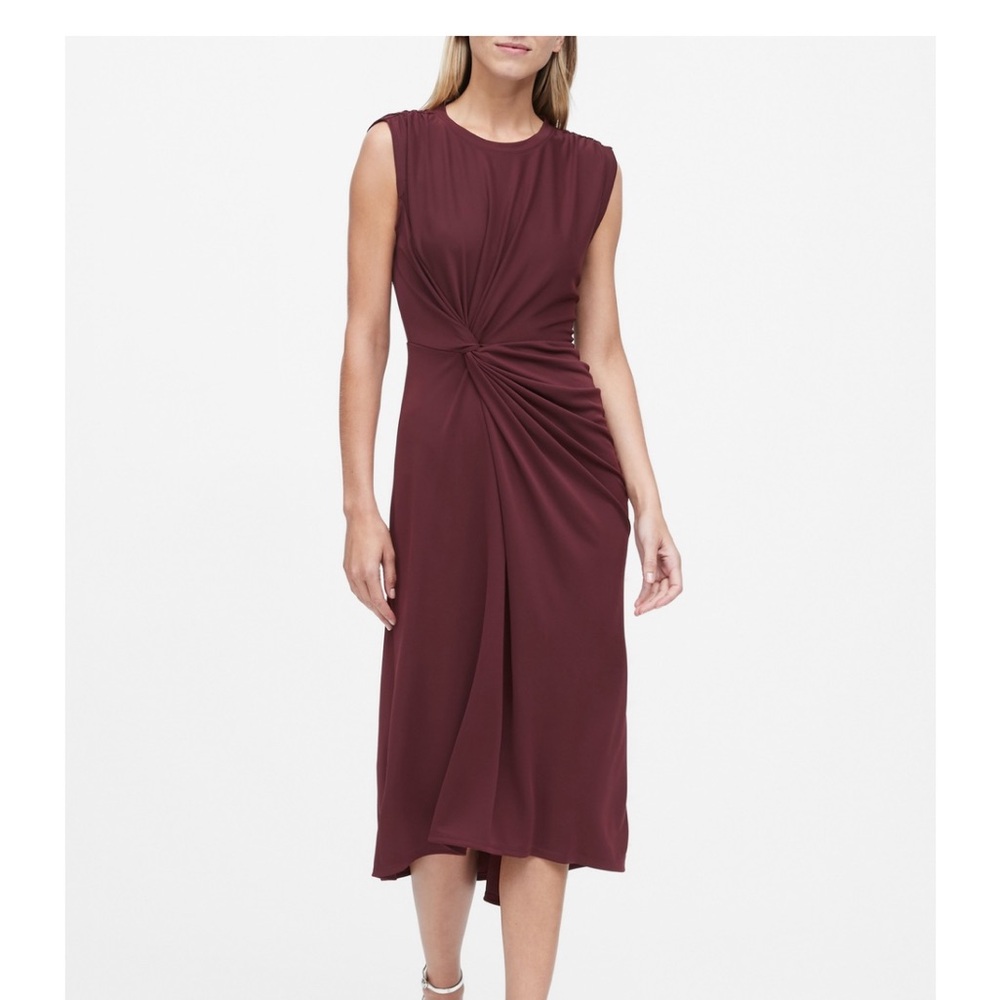 Banana Republic Burgundy Twist Midi Dress